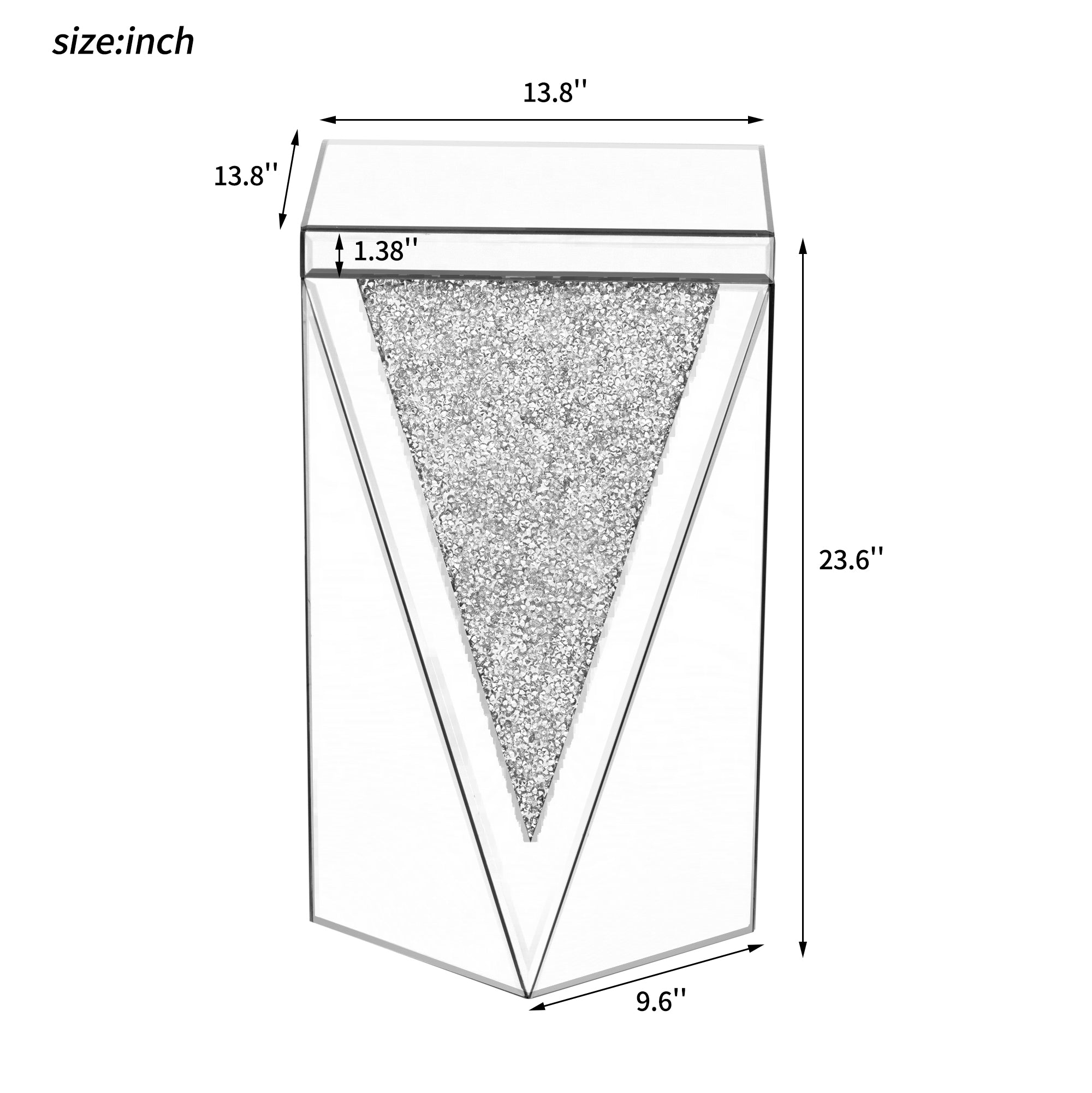 Modern Side Table with Crushed Diamond for Living Room