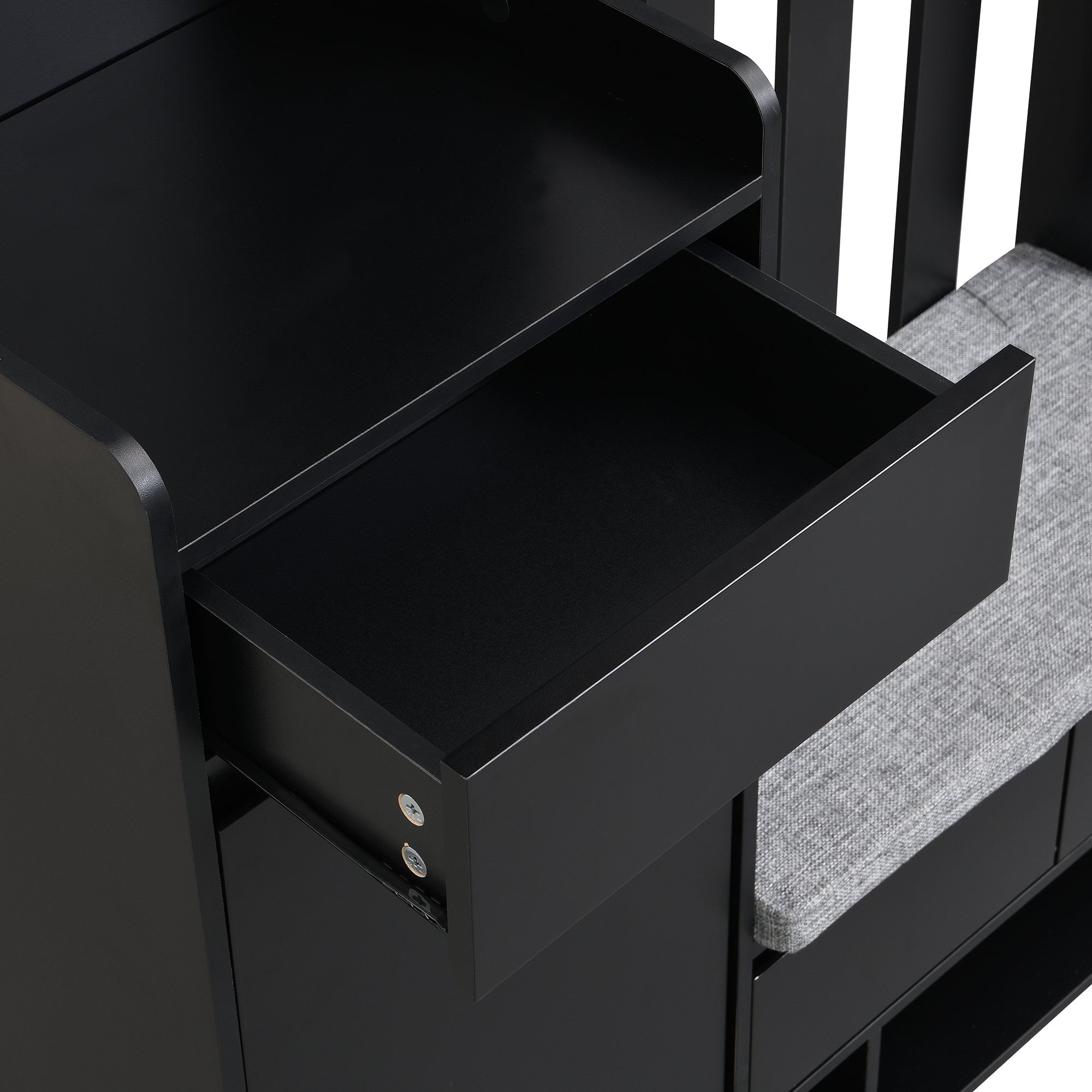 multifunctional corridor shoe cabinet with soft padded nail board and black hanger with entrance hook