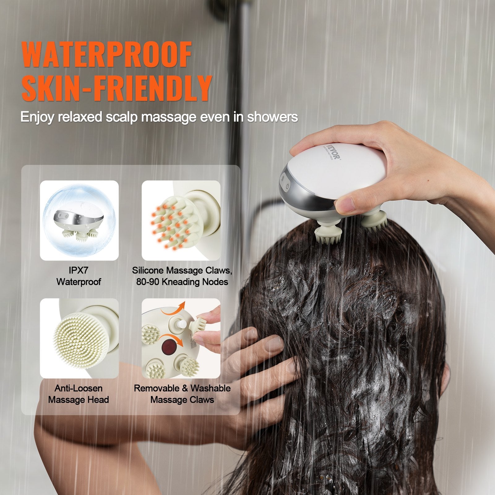 Rechargeable Electric Scalp Massager  Heated Head Massager,